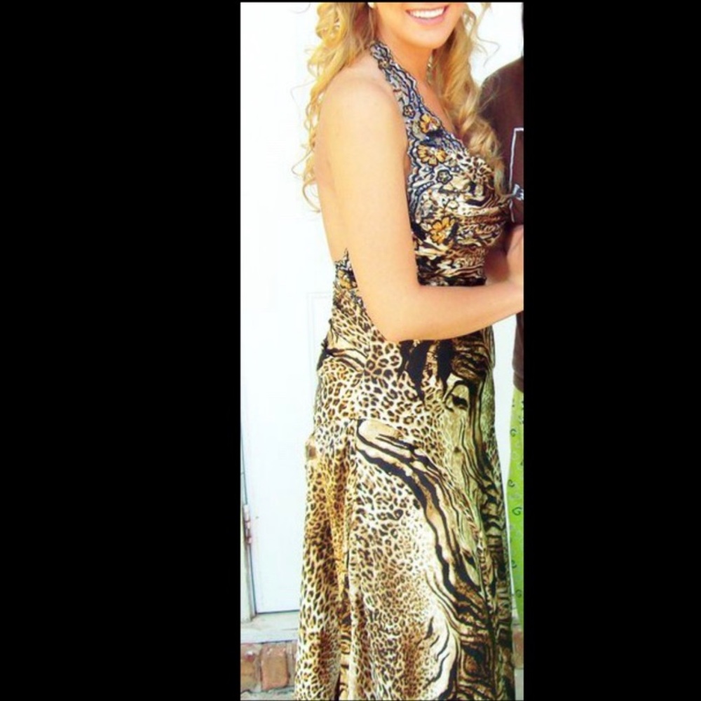 Evenings Allure Fitted Animal Print Evening Gown 4